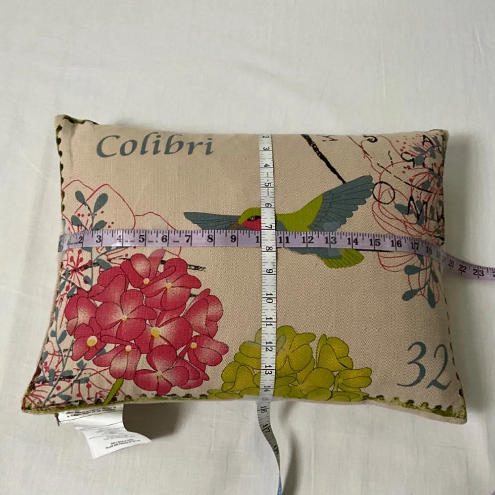 Colibri Bird Floral Accent Lumbar Throw Pillow